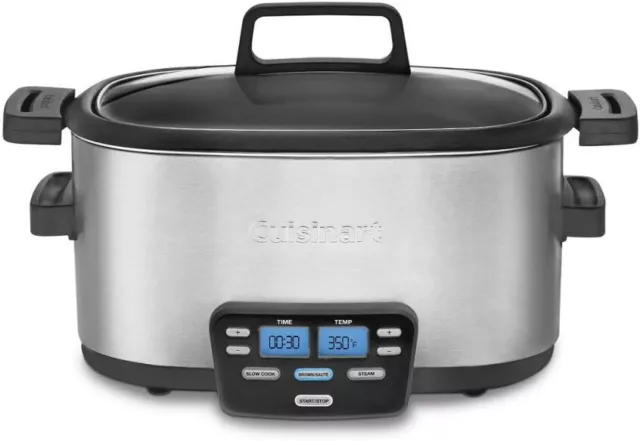 NEW Slow Cooker Crock Pot 6 QT Quart Programmable Oval Stainless Steel Crockpot