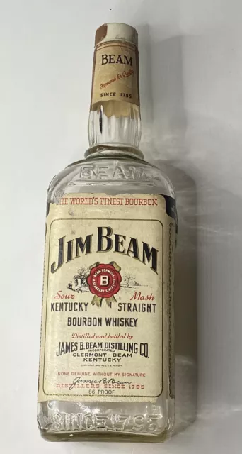 VINTAGE JIM BEAM Bourbon Whiskey Bottle 4/5 Quart Embossed Hard To Find ...
