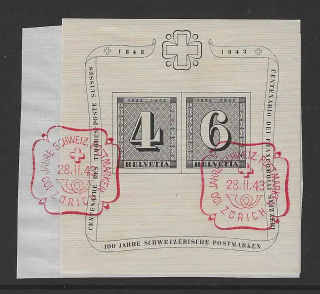 Schweiz Briefmarken von 1943 Mi. Block 8 gestempelt