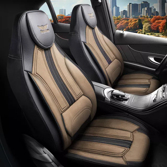 Seat linings (Pilot) Suitable A for Opel Crossland X (Beige Black) 9.13