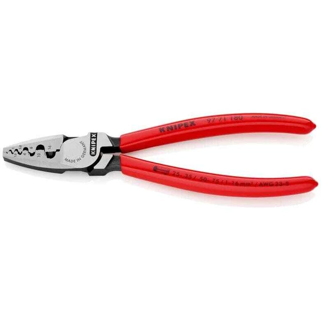 97 71 180 Crimping Pliers for end sleeves 0,25-2,5mm with soft handle VDE-tested