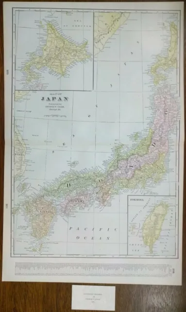 Vintage 1900 JAPAN Map 14"x22" Old Antique Original TOKYO OSAKA NAGOYA YOKOHAMA