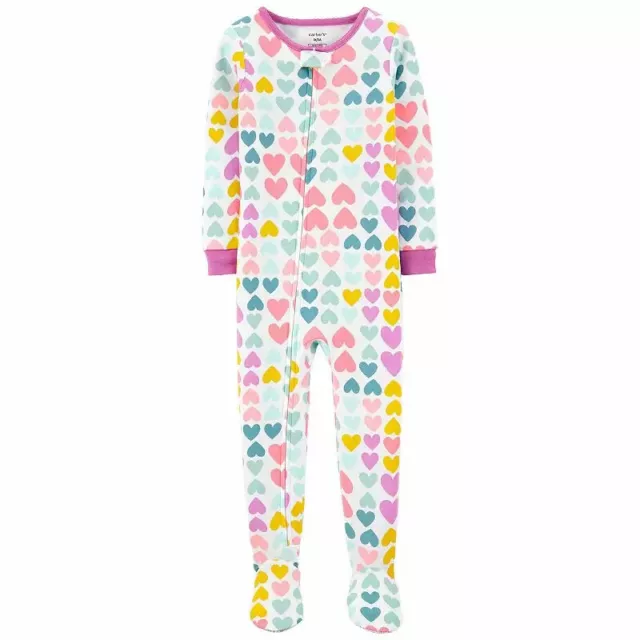 Toddler Girls Footed Pajamas White with Heart Print Size 4T CARTERS $20 - NWT