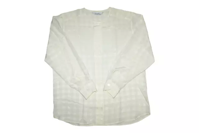 VTG Bagutta Italy Ivory Checkered Drop neck Silk Blouse