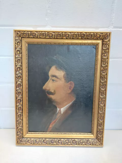 Mann Portrait altes Gemälde Ölbild Holzrahmen 38,5 x 48,5 cm unbekannter Maler