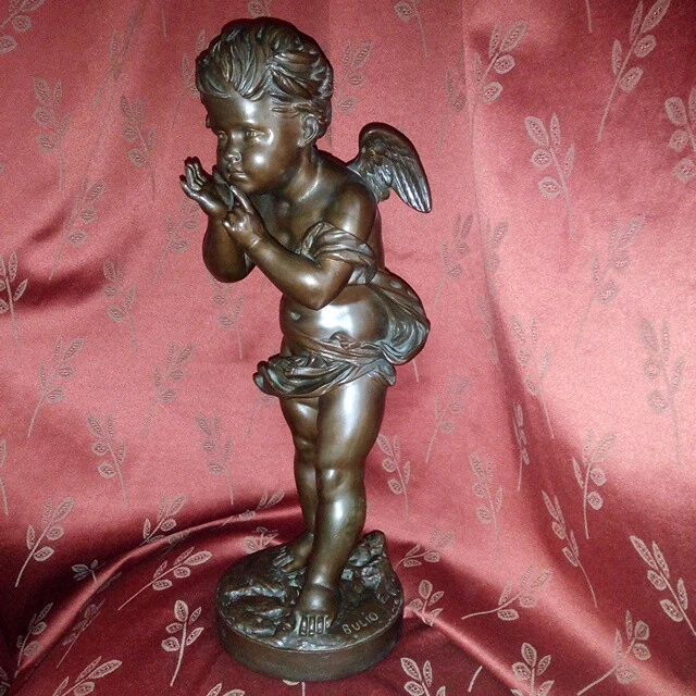 Bulio BRONZE BULIO JEAN: Cherubin, sculpture d'angelot ou putto Hauteur 43 cm ...