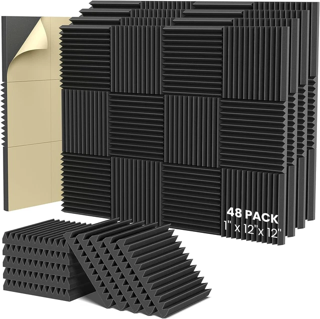 Acoustic Foam Panels,1" X 12" X 12" Self-Adhesive Sound Proof Foam Panels,Acoust