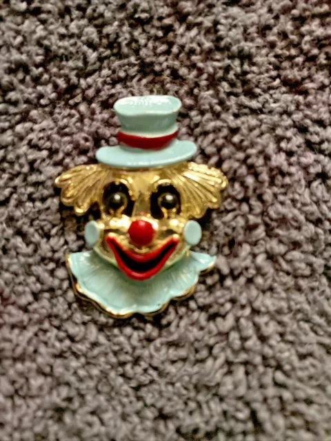 Signed Gerry's VINTAGE Happy Face Clown Enamel Pin Brooch VGC FREE SHIP