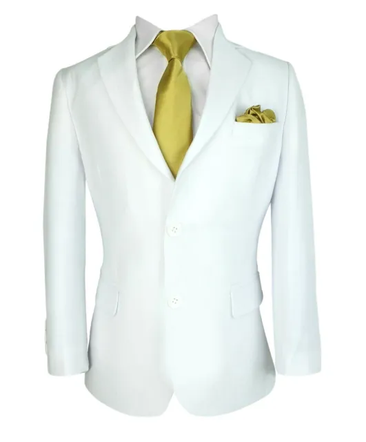 Boys Communion Suit Linen Striped Page Boy Wedding Formal White Set