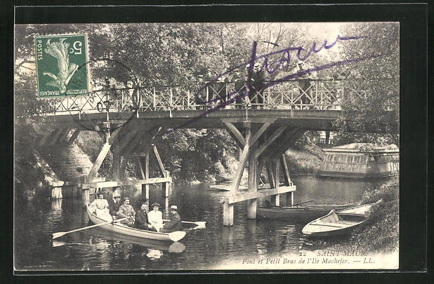 CPA Saint-Maur, Pont et Petit Bras de I ́lle Machefer 1907