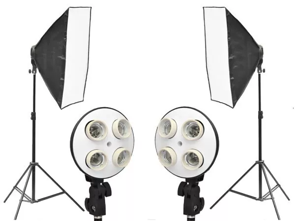 2 x Reflektorschirme Photoset Softbox 8x Fassungen Diffusor Foto Studiolicht Kit
