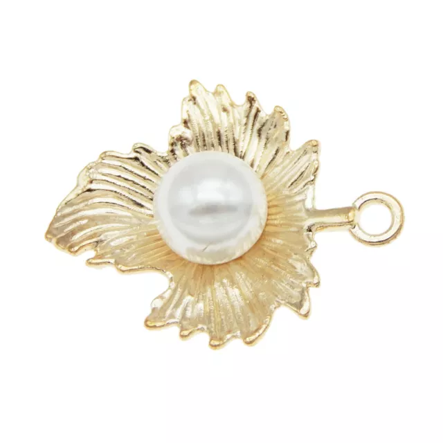 20 Stück Gold Legierung Ahornblatt mit Perle Charme Anhänger DIY Zubehör 54232