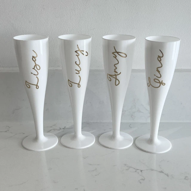 Flautas de champán personalizadas gallina fiesta boda damas de honor Prosecco blanco