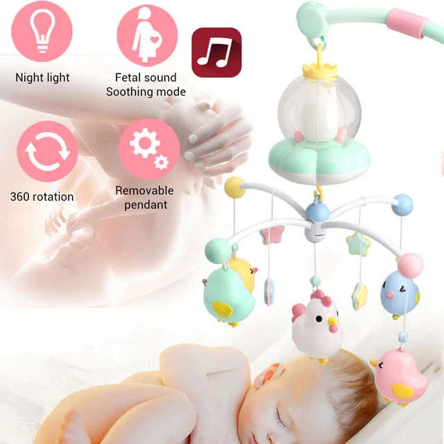 Baby Musical Crib Mobile With Night Lights And Music Hanging Rotating Rattle PLM