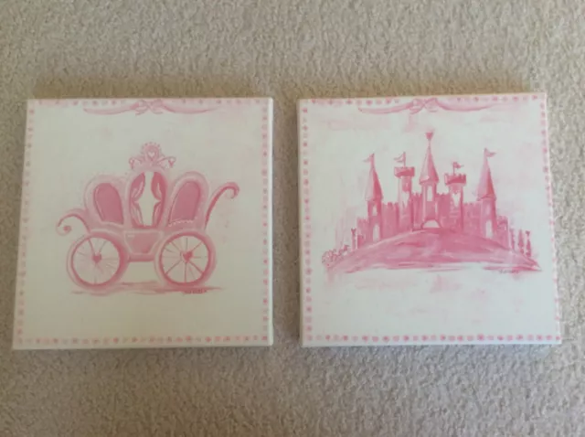 Oopsy Daisy Too Princess Carriage Castle Set Canvas Prints Girls Room Wall Decor