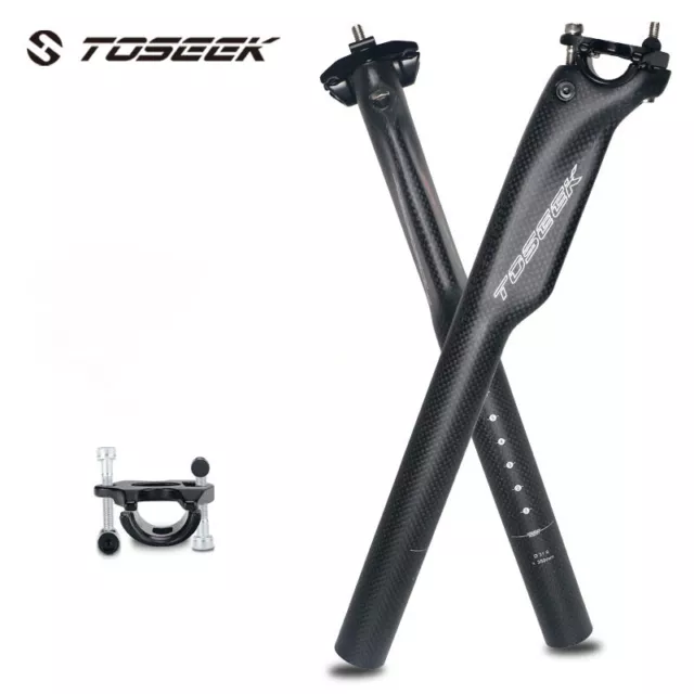 TOSEEK Bicycle Full 3K Carbon Fiber Seatpost MTB Mountain Road Bike Seat Post