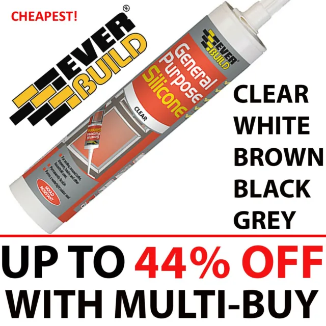 EverBuild General Purpose Silicone Sealant, Clear White Brown Black Grey