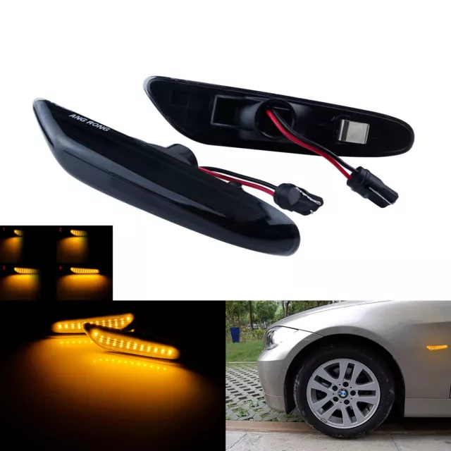 Dynamique LED Clignotant Répétiteur Noir Pour BMW E90 E91 E46 E60 E61 E82 E88 X3