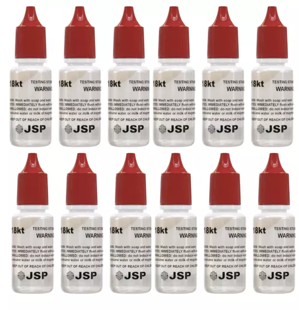 12 Bottles 18K Gold Testing Solution Gold Testing Acids Check Authenticity JSP