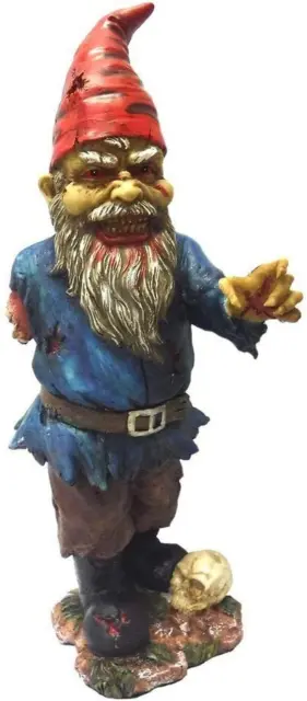 11.75 Inch Scary Zombie Garden Gnome with One Arm and Skull Statue