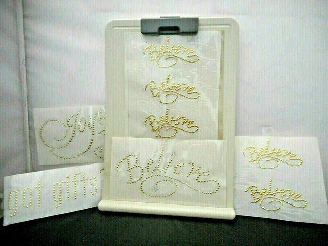 Lot of 8 Christmas Believe Joy+ Rhinestone Applique Iron-On Hot-Fix Transfer #13