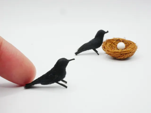 Miniature Handmade Crow Bird Black Halloween Bird Mini Bird Dollhouse Doll House