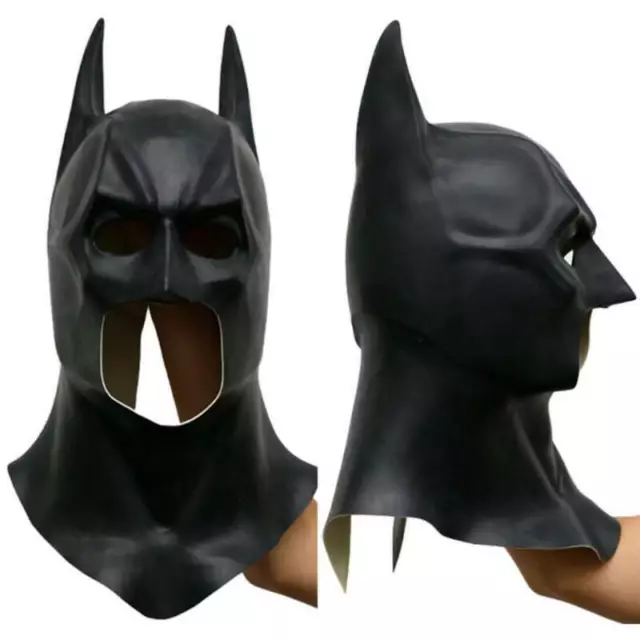 Men Batman Dark Knight Latex Full Head Mask Halloween Fancy Adult Dress Costumes