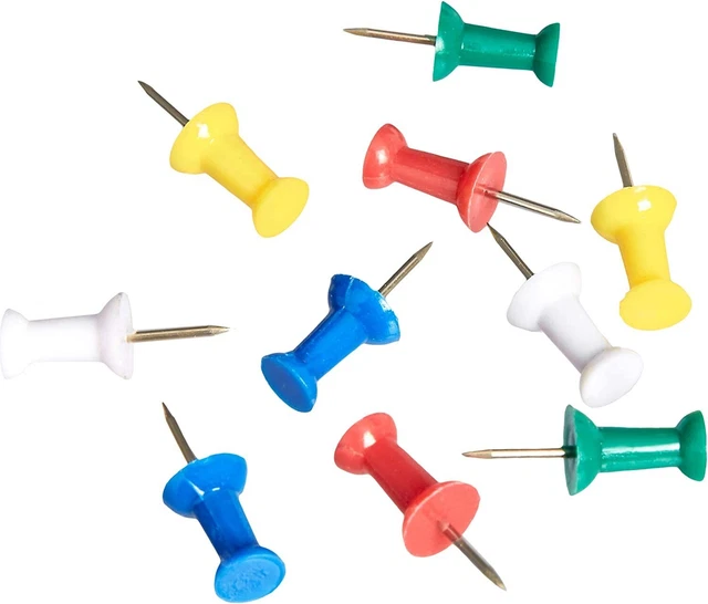 300 Pack Assorted Colors Push Pins Tacks, Steel Point for Bulletin Cork Boards