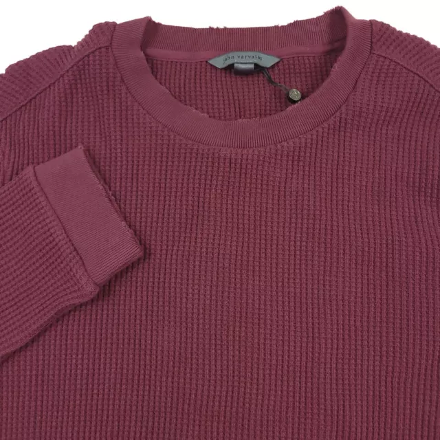 $188 John Varvatos Distressed Landis Waffle Knit Sweater Oxblood Red Mens XL