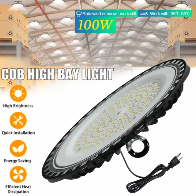 100 Watt UFO LED High Bay Light Shop Lights Warehouse Gym Industrial Lamp 6000K