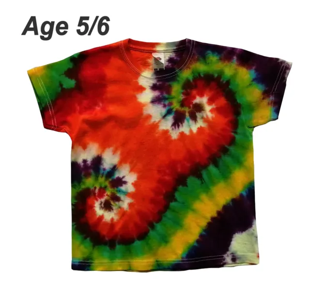 T-shirt bambini cravatta tie dye ragazzi e ragazze reggae spirale arcobaleno top hippie