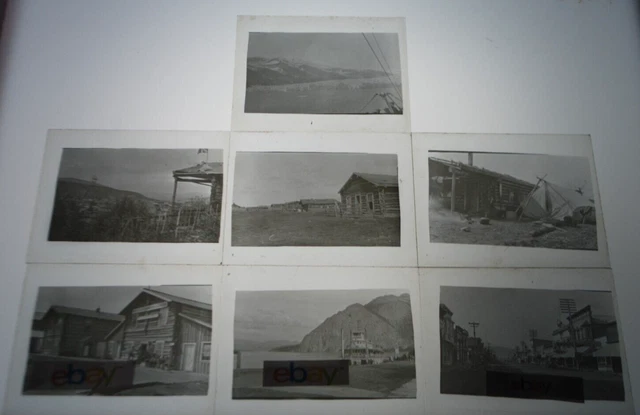 Rare 7 Antique Alaska Glass Photos, Steamer Casca, Circle City Store, Fairbanks