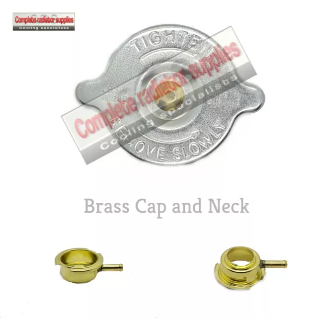 Short Reach Brass Radiator Filler Neck and 7 lb/psi Pressure Cap