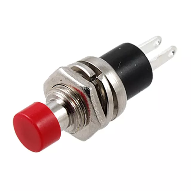 Red OFF-(ON) N/O NO SPST Panel Mount Round Momentary Push Button Switch Non Lock