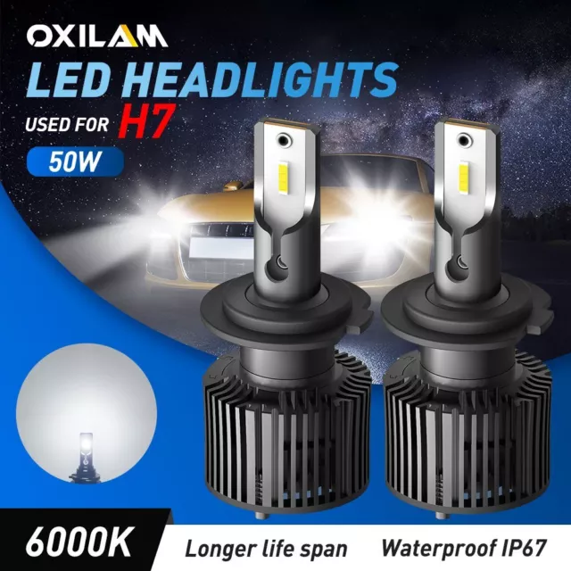 OXILAM H7 LED Headlight Bulbs High Low Beam Conversion Kit Cool White 6000K Lamp