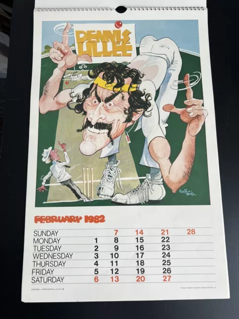 RARE** Cricket calendar 1982 Ashes - Lillee Chappell Marsh - WSC Aust Eng **mint 3