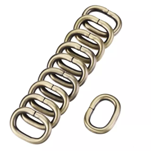10Stk. Eisen ovaler Ring Schnalle für Tasche Riemen DIY 20x12mm bronzefarben