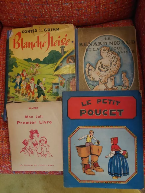 Lot 4 Livres Anciens Enfants Contes Grimm Petit Poucet Mon Joli Premier Livre...