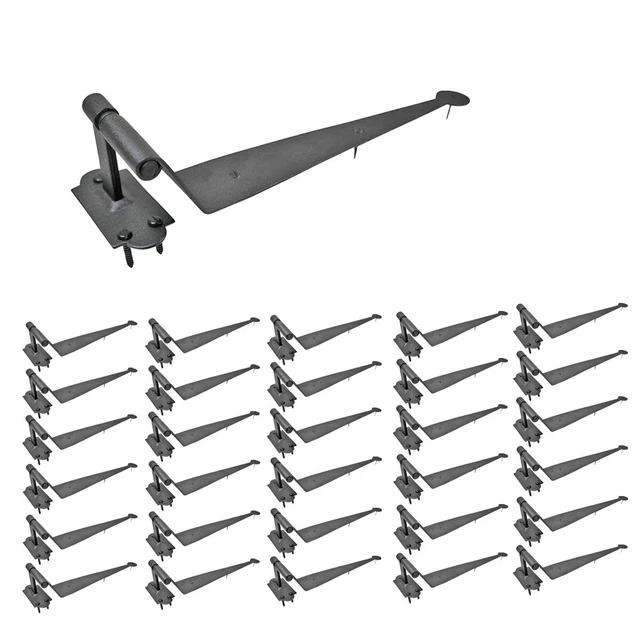 30 Pack Black Offset Strap Pintle Hinge 11 3/4" L Cast Iron Shutters, Door, Gate