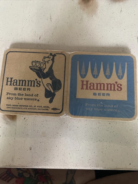 Vintage HAMMS Beer Coasters 1960's Dancing Bear St. Paul Land Of Sky Blue Waters