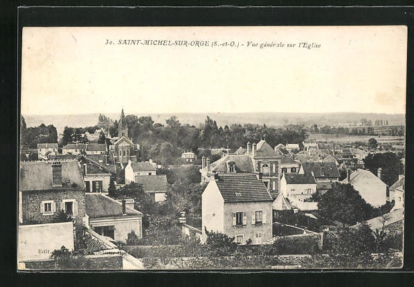 CPA Saint-Michel-sur-Orge, Vue générale sur l´Eglise