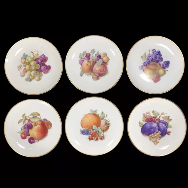 6pc VTG Bavaria Germany Eschenbach Baronet China Plates Fruit Gold Trim 7.75 in
