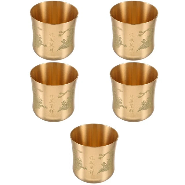 5 pz tazza da tè cinese vintage intaglio tazza da tè metallo tazza acqua tazza altare tazza da vino