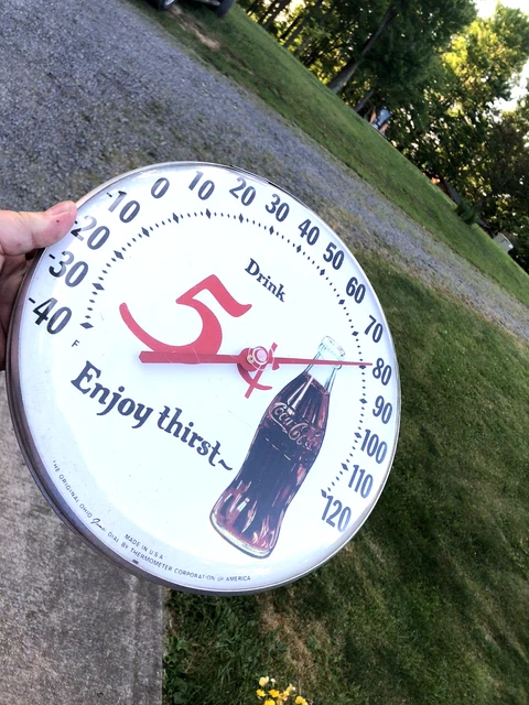 vintage coca cola 12 round thermometer sign Original Ohio Jumbo Dial