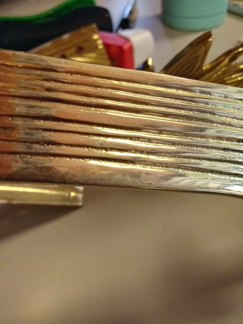 VTG Pair Curtain Tie-backs Lacquered Brass, Lillies Lily Flowers 3