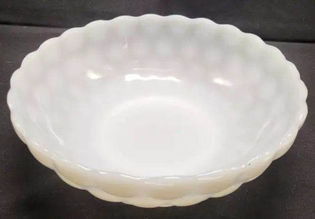 Vintage 8.25” Anchor Hocking Bubble Milk Glass Round Vegetable Serving Bowl