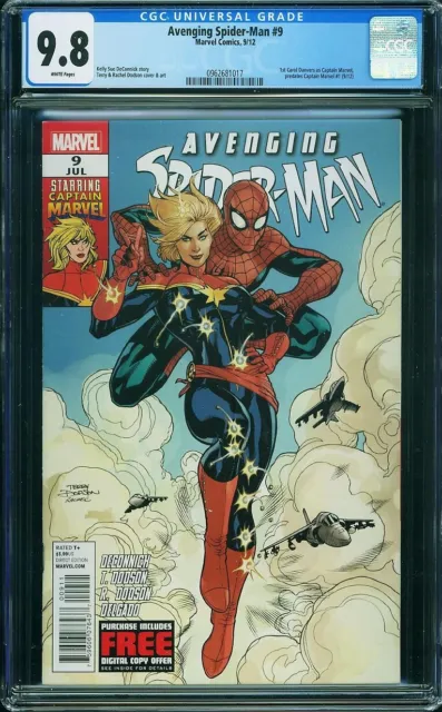Avenging Spiderman 9 Cgc 9.8 White Pages 1 St Carol Danvers As Captain Marvel