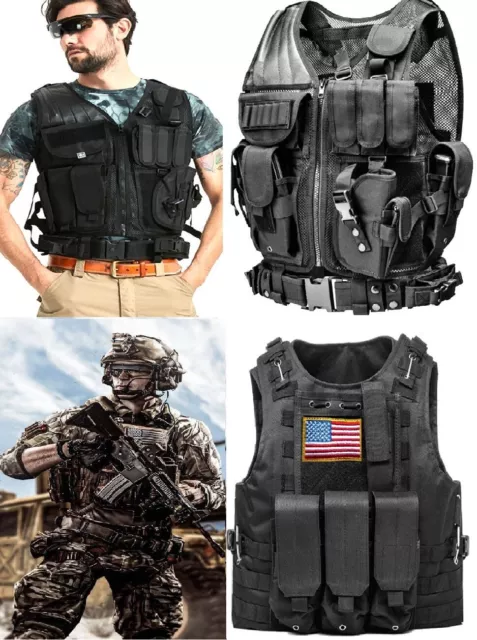 U.S Tactique Gilet Militaire Airsoft Chasse Combat Training Gear Protection Lot