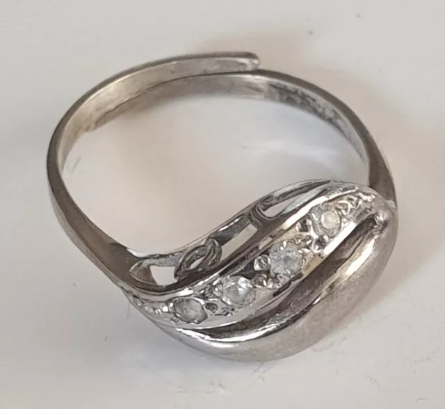 Vintage (4) Bergkristall Ring aus 835er Silber Größe 56 (17,8 mm Ø) Verstelbar