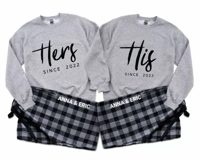 His a Hers Couple Matching Pajamas. Personalized Christmas Gift for couples.CH/B